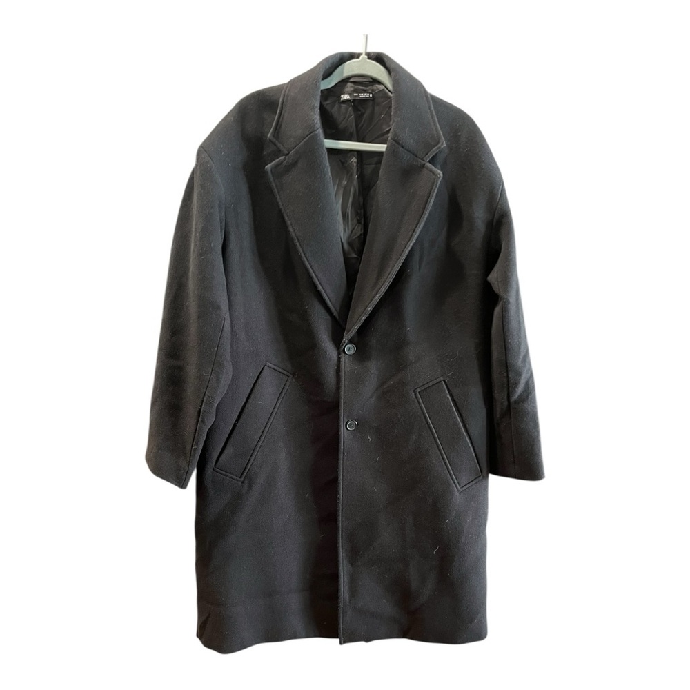 ZARA Men’s Black‎ Long Overcoat | Size Medium